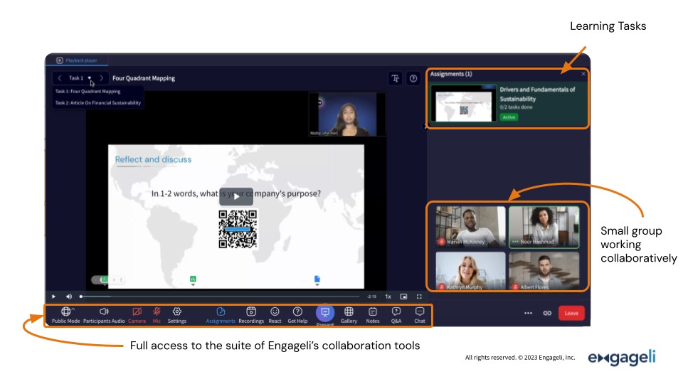 Collaboration Spaces Product Screenshot showing learning tasks and people working collaboratively together
