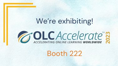 We're exhibiting badge for OLC Accelerate 2023