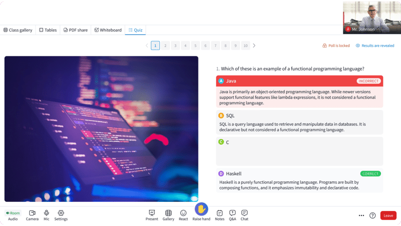 Built-in answer explanations