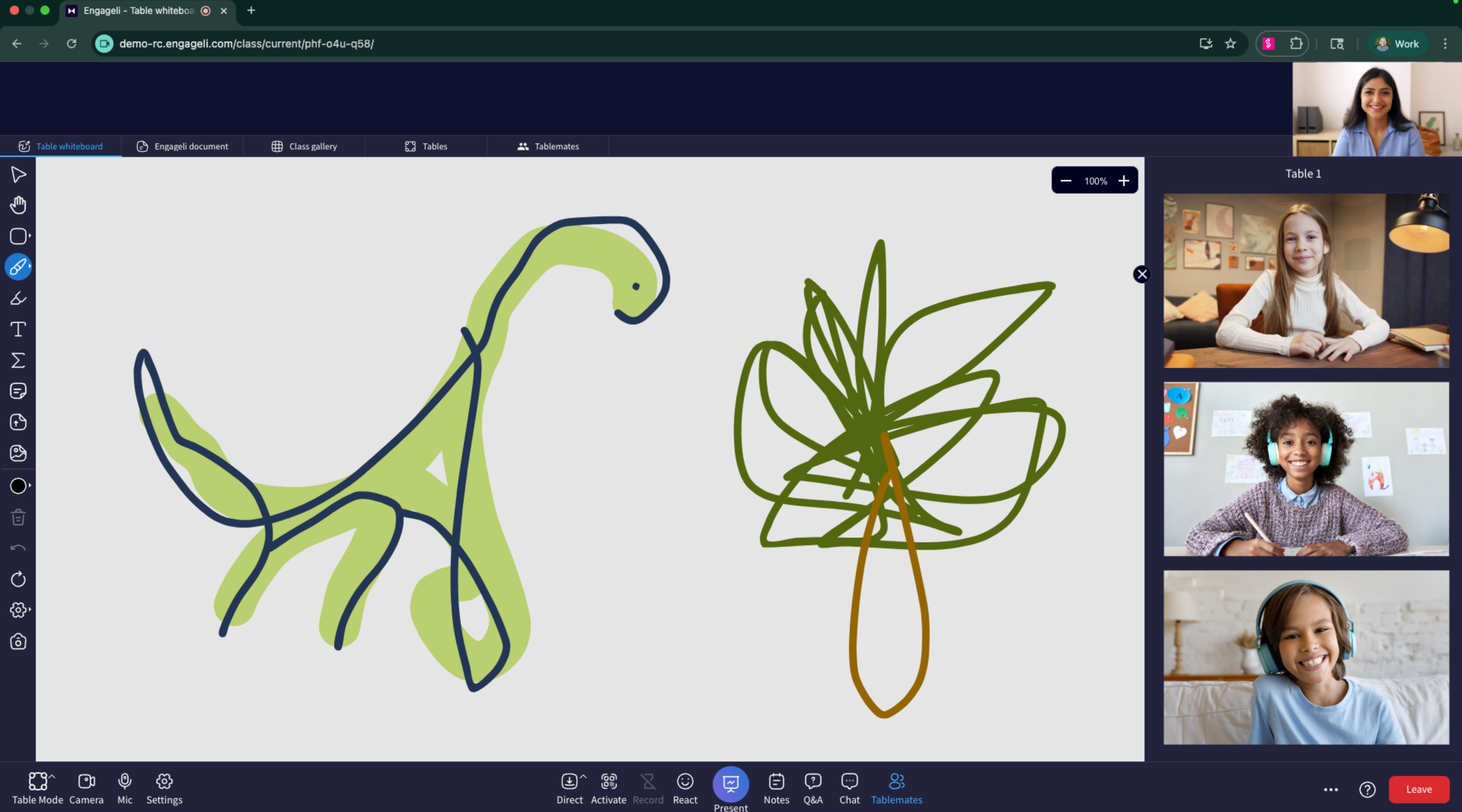 K-12 embedded whiteboard activities