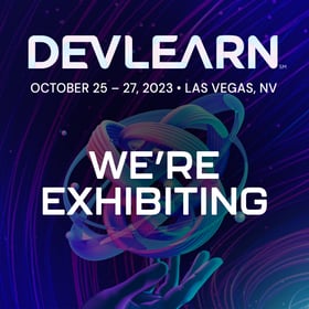 We're Exhibiting badge for DevLearn 2023