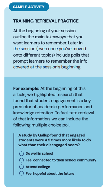 Sample Activity for Retrieval Practice