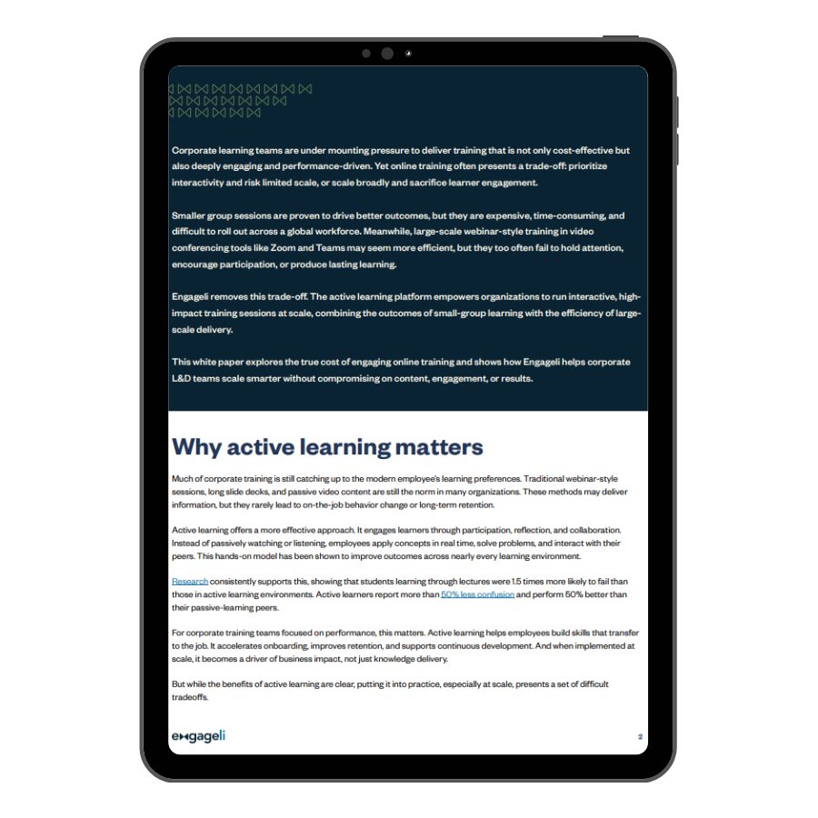 Scaling Active Learning Online in Corporate Training